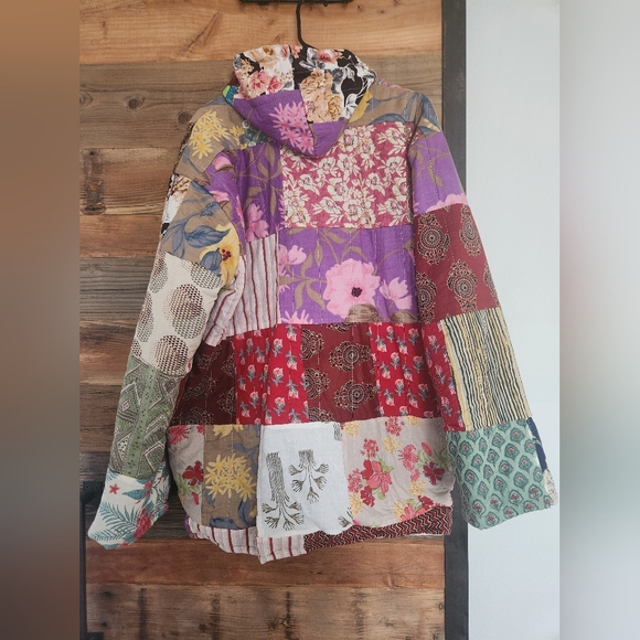 NWOT Ashley Taylor One Of A Kind Kantha Quilted Beautiful Patchwork Coat Onesize - Picture 4 of 5